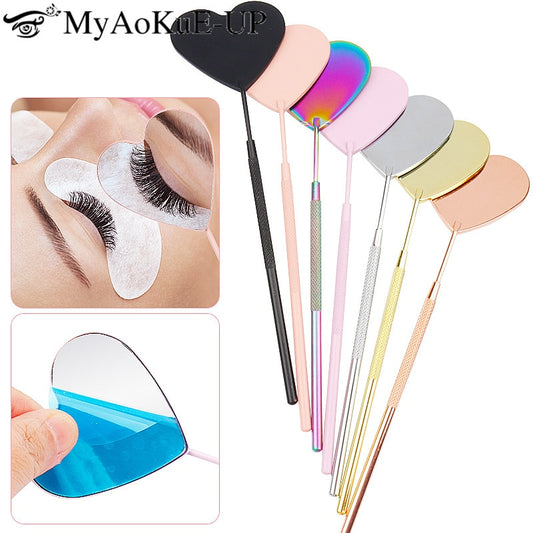1pcs Heart Shape Eyelash Mirror Magnifying Long Handle Mirror For Checking False Eyelashes Extension Supplies Beauty Makeup Tool