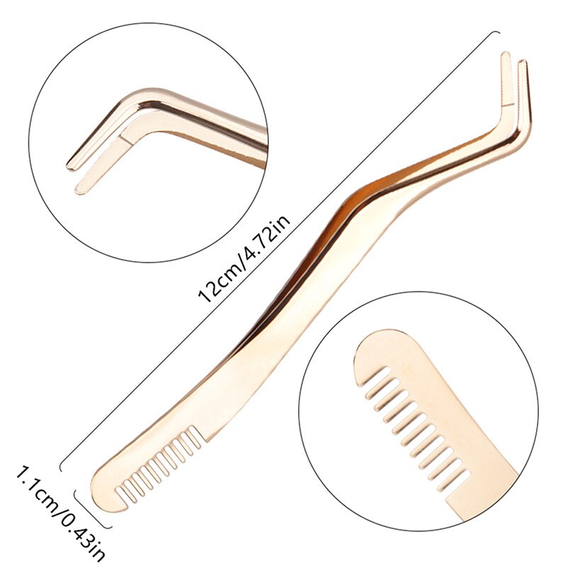 1 PC Eyelash Comb Tweezers Makeup Stainless Steel Lashes Extension Tweezers Tools Eyelash curler