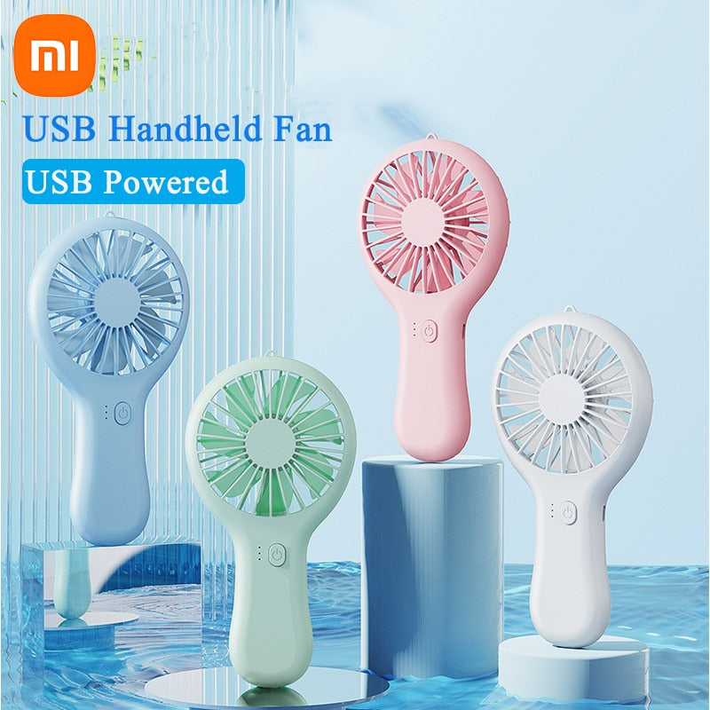 XIAOMI USB Handheld Fan Third Gear Usb Charging Fan Portable Ultra-quiet Hair Drier Student Office Cooling Ventilator With Base
